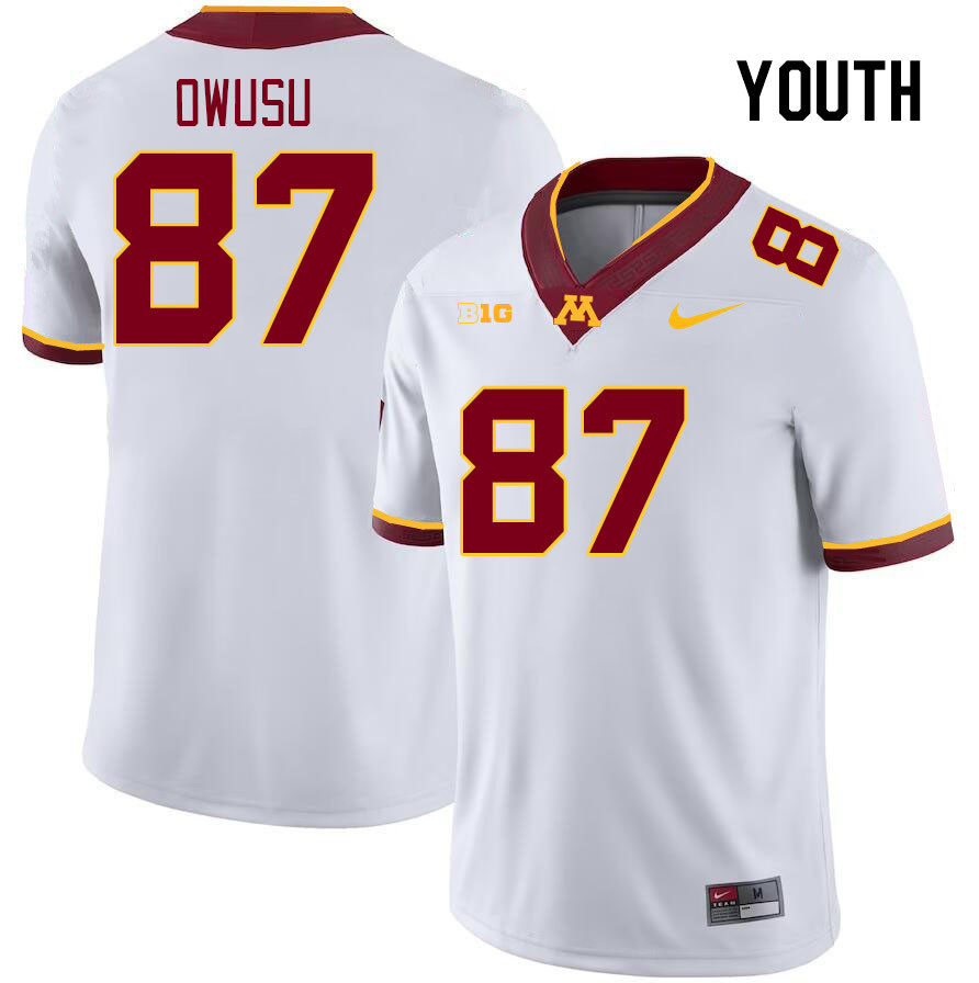 Youth #87 Martin Owusu Minnesota Golden Gophers College Football Jerseys Stitched-White - Click Image to Close